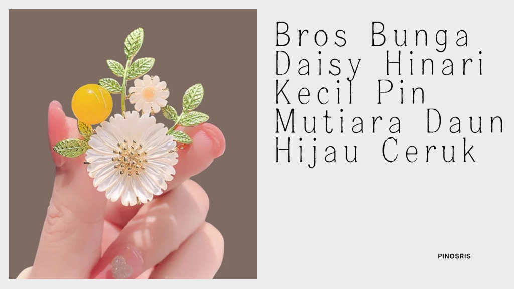 Bros Bunga Daisy Hinari Kecil Pin Mutiara Daun Hijau Ceruk Ceruk Perasaan Tinggi Wanita Korsase