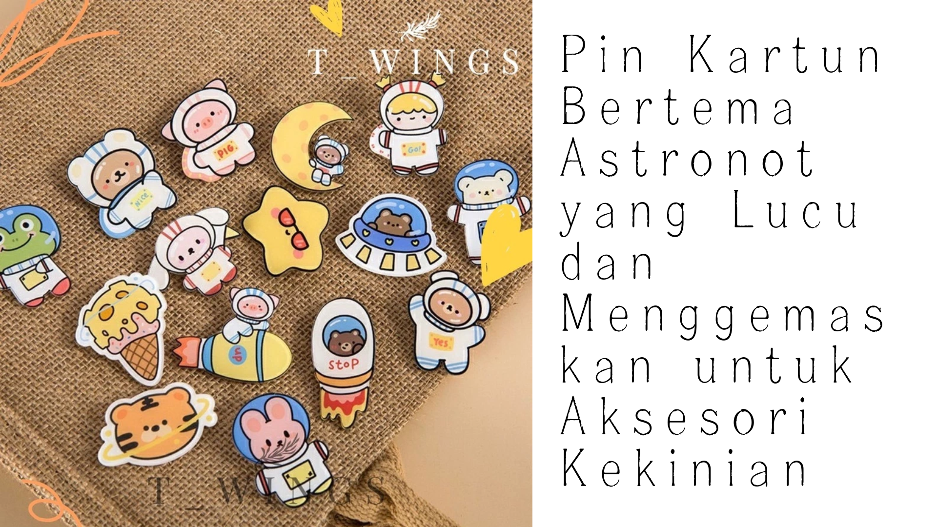 Pin Kartun Bertema Astronot yang Lucu dan Menggemaskan untuk Aksesori Kekinian