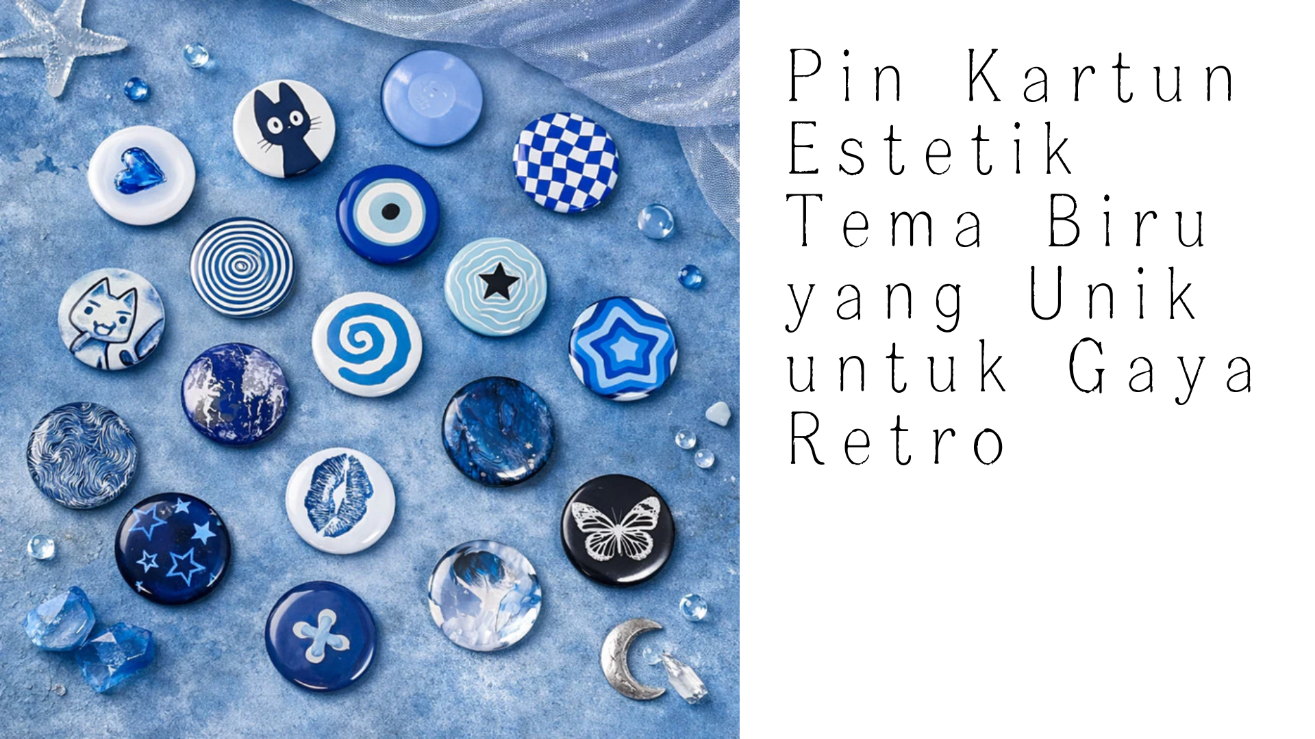 Pin Kartun Estetik Tema Biru yang Unik untuk Gaya Retro